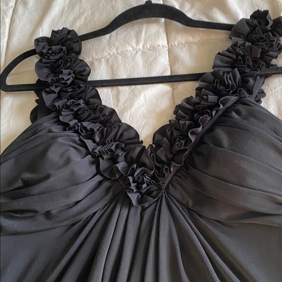 Maggy London Black Ruffled dress with built in bra - Picture 3 of 6